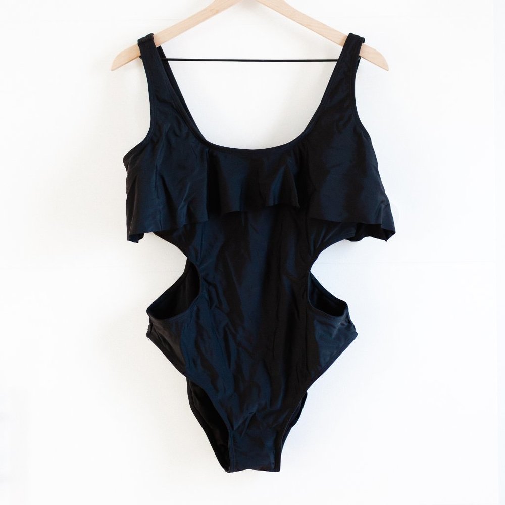Sugar Coast by lolli swim Black One Piece Swimsuit L AB480 Large NWT - Picture 1 of 8